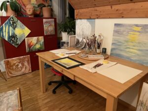 Arbeitsbereich zum Aquarell-Malen